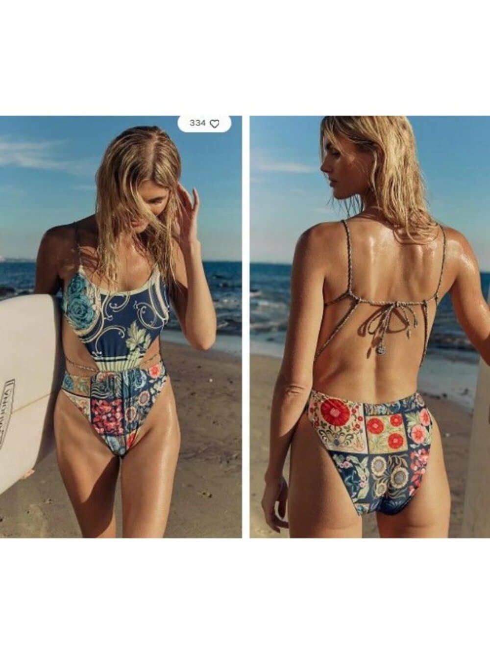 Agua Bendita Nadine Harvest One Piece Swimsuit Designer Floral Beach Womens M